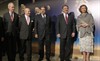 The Queen next to the Saudi Deputy Minister of Defence, Khaled Bin Sultan; Saudi Minister of Education, Prince Faisal Bin Abdullah Muhammed Al-Saud and Spanish Ministers of Defence, Pedro Morenés, and Education, Culture and Sport , José Ignacio Wert.