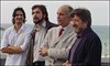 Andrés Vicente Gómez, John Malkovich, Javier Bardem and Juan Diego Botto posing for the photographers at the Festival of San Sebastián.